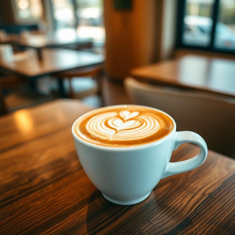Latte art in a white ceramic cup
