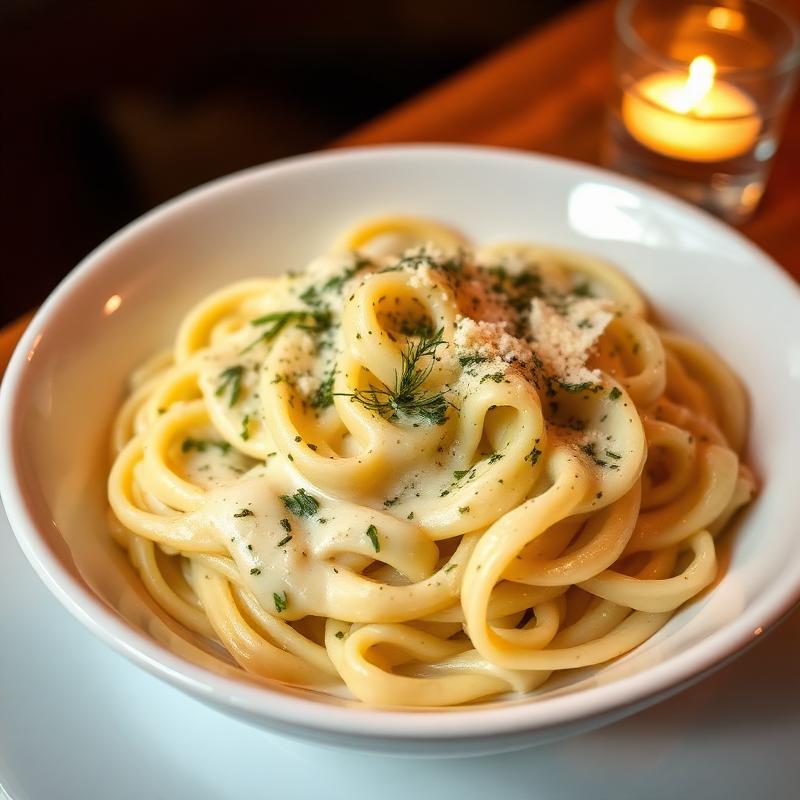 Creamy alfredo pasta with parmesan